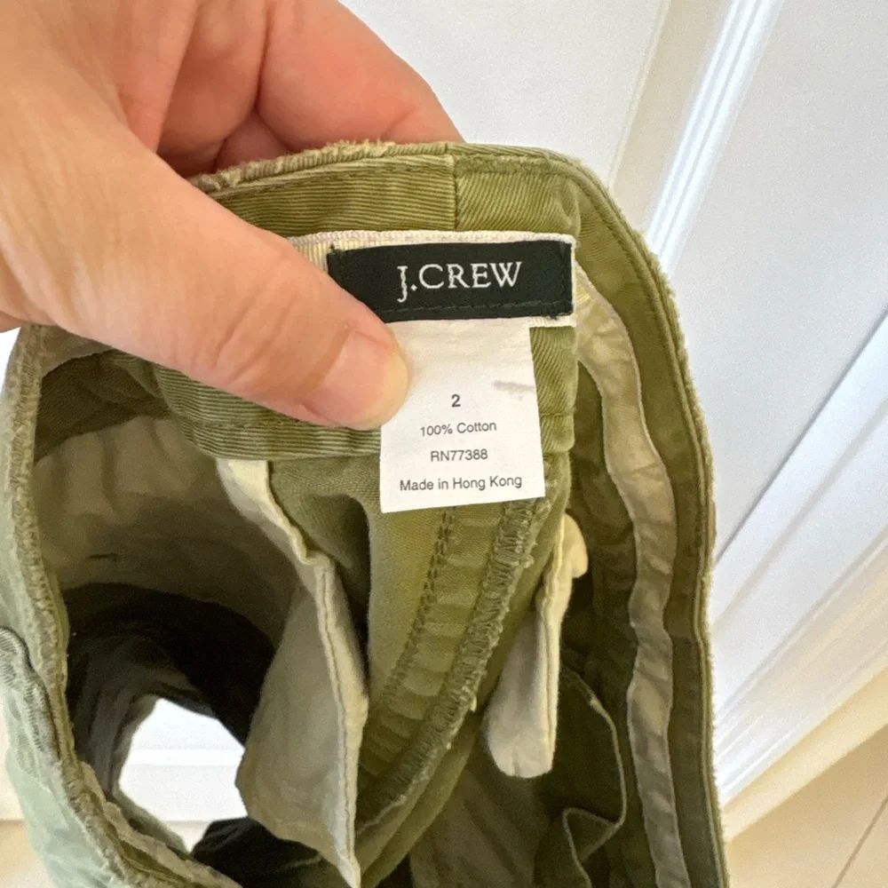 J.Crew Vintage Y2K Olive Green Cotton Utility Skirt Pockets Size 2